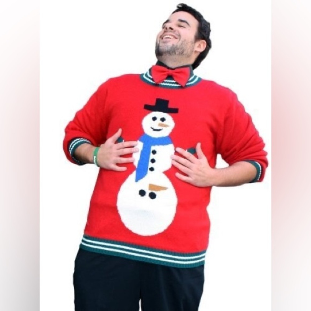 Red Snowman Sweater wool/acrylic‎ funny humor holiday party novelty Christmas